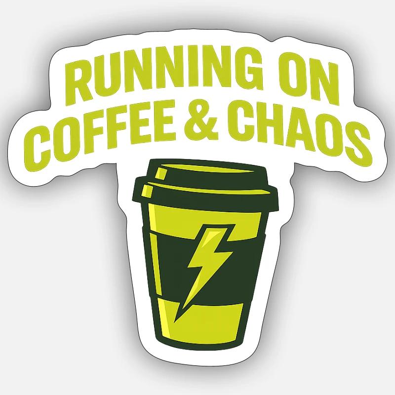 Café & Chaos : Mode Course - Sticker taille S (10 x 10 cm) - blanc mat