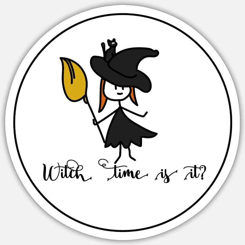 Witch time is it? - Sticker Größe S (10 x 10 cm) - Mattweiß