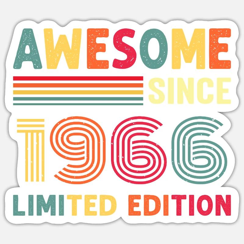 1966 Année de naissance - Sticker taille S (10 x 10 cm) - blanc mat