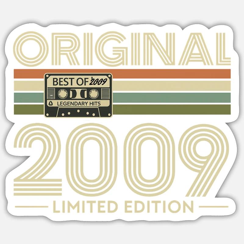 Original 2009 Retro Cassette - Sticker size S (10 x 10 cm) - white matte