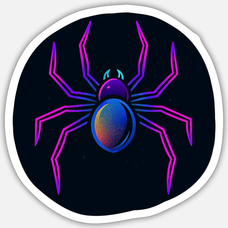 Araignée néon dans l’espace - Sticker taille S (10 x 10 cm) - blanc mat