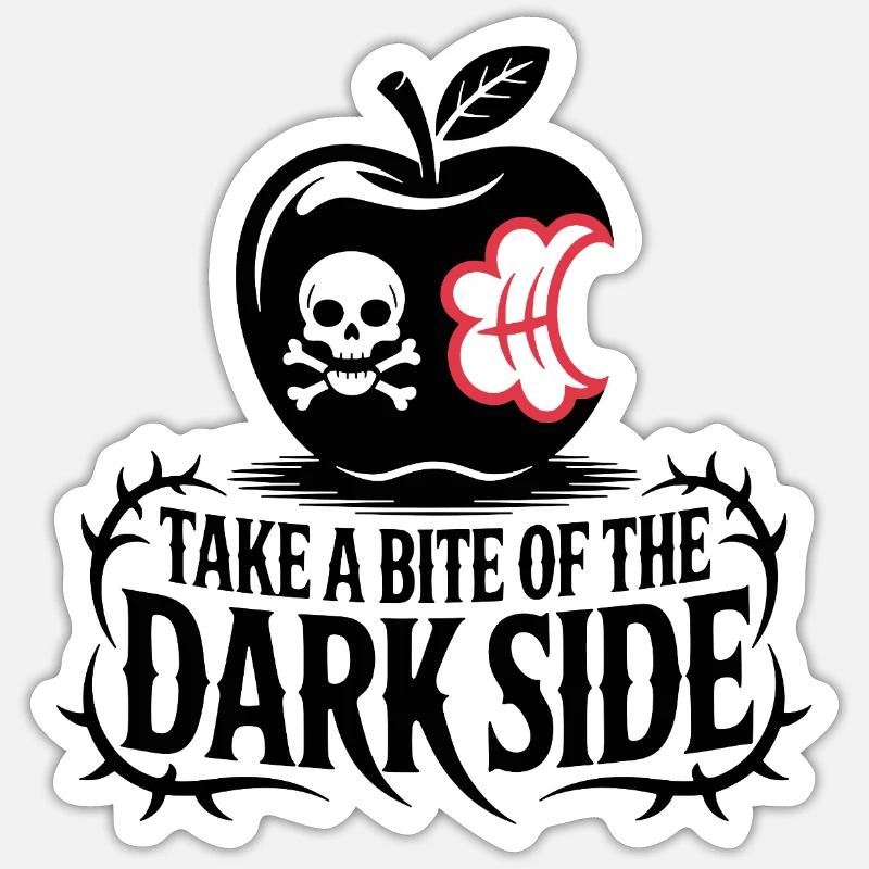 Düsterer Apfel mit Biss Design - Sticker Größe S (10 x 10 cm) - Mattweiß
