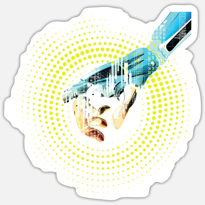 computer hand roboter KI digital cyborg code pc  Sticker Größe S (10 x 10 cm)