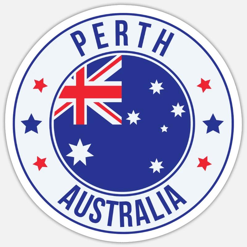 Perth Australia Circle Abzeichen - Sticker Größe S (10 x 10 cm) - Mattweiß