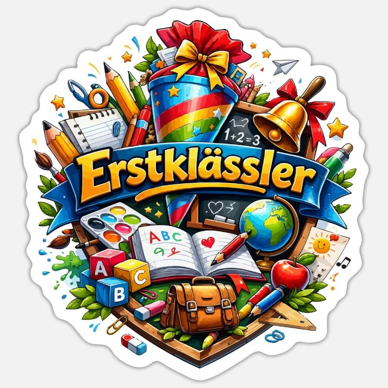 First Grade Learning World Logo - Sticker size S (10 x 10 cm) - white matte