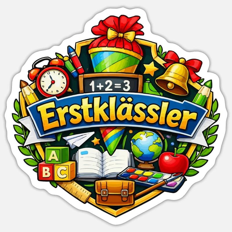 First graders learning school - Sticker size S (10 x 10 cm) - white matte
