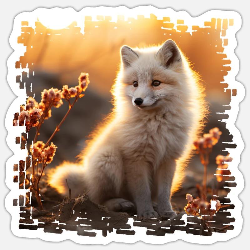 Arctic fox in the Sobbeb sinking Sticker size S (10 x 10 cm)
