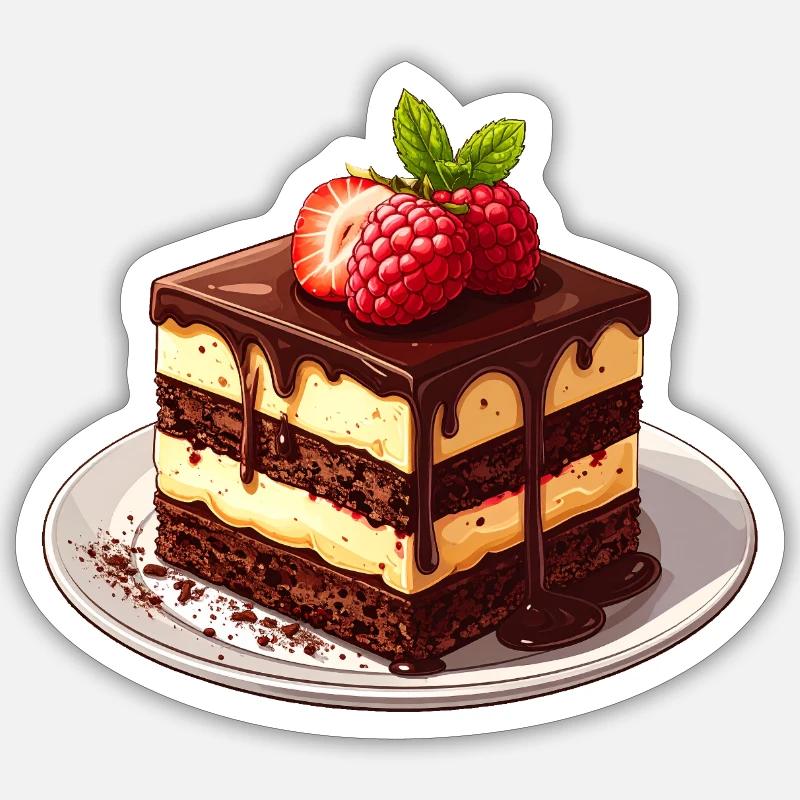 Chocolate cake with raspberry Sticker size S (10 x 10 cm)