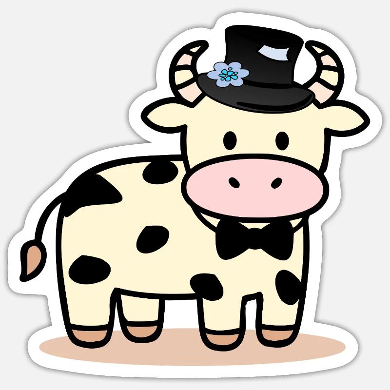 Bräutigam Hochzeit Rind - Sticker Größe S (10 x 10 cm) - Mattweiß