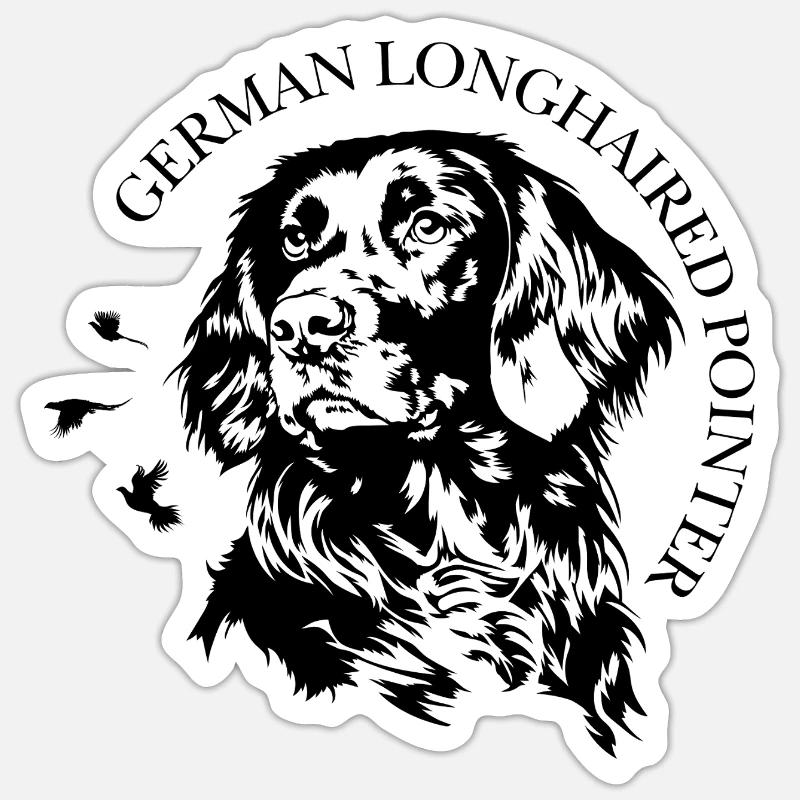 German Longhaired Pointer Jagdhunde Hunde Wilsigns - Sticker Größe S (10 x 10 cm) - Mattweiß
