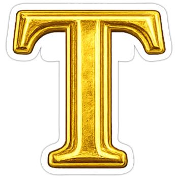 Golden T motif with shine - Sticker size S (10 x 10 cm) - white matte - Front