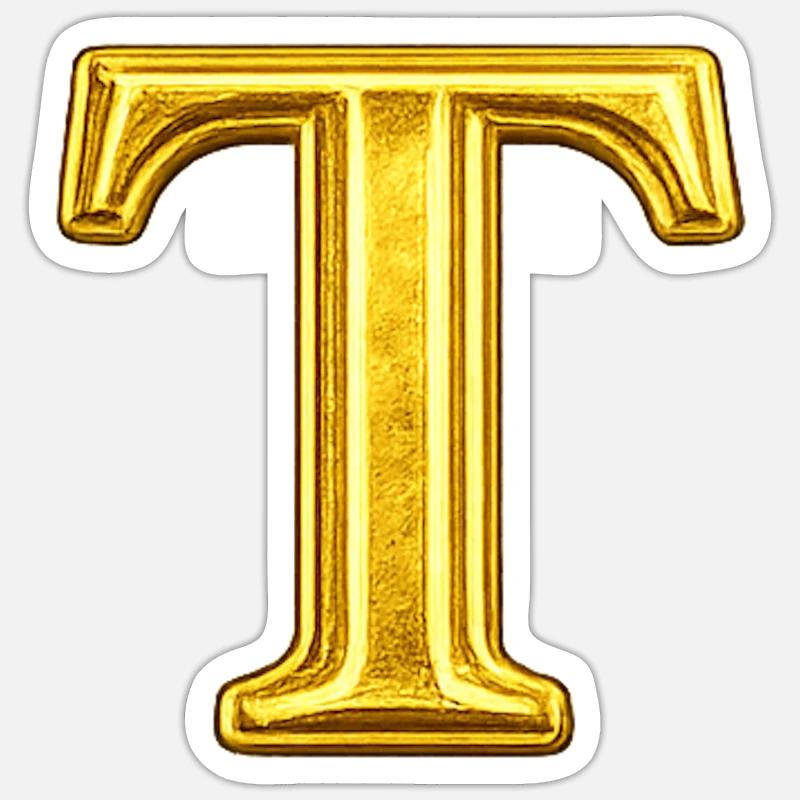 Motif en T doré avec éclat Sticker taille S (10 x 10 cm)