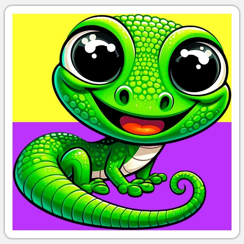 Gecko - Sticker Größe S (10 x 10 cm) - Mattweiß