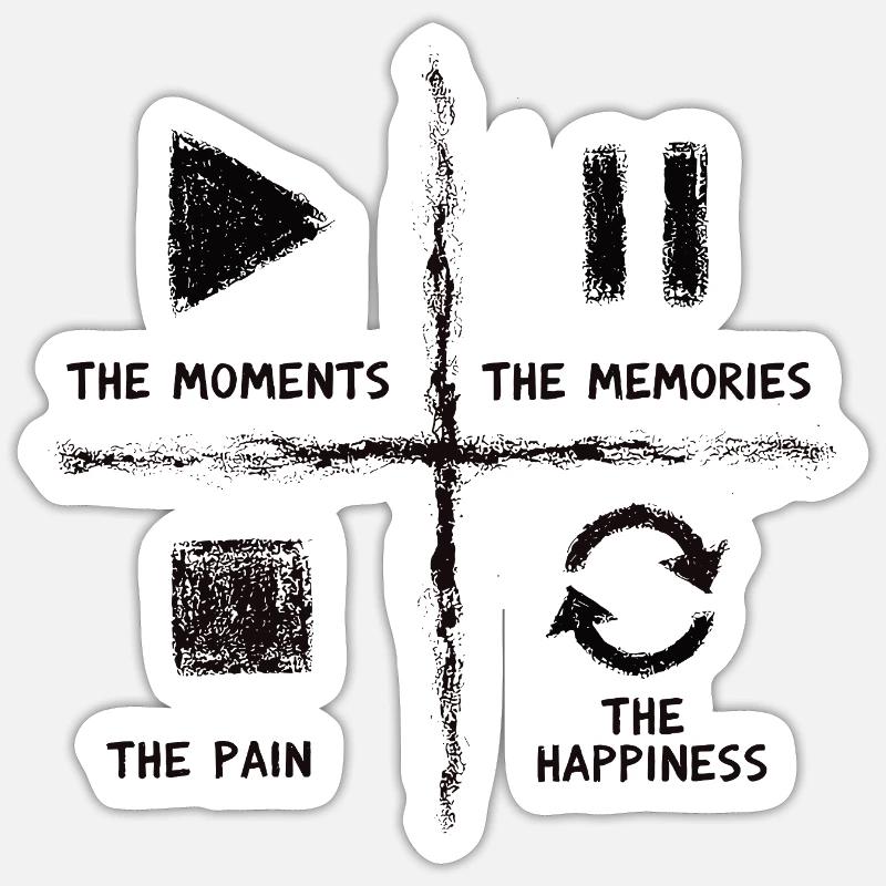 Pleine conscience, moments, souvenirs, bonheur - Sticker taille S (10 x 10 cm) - blanc mat