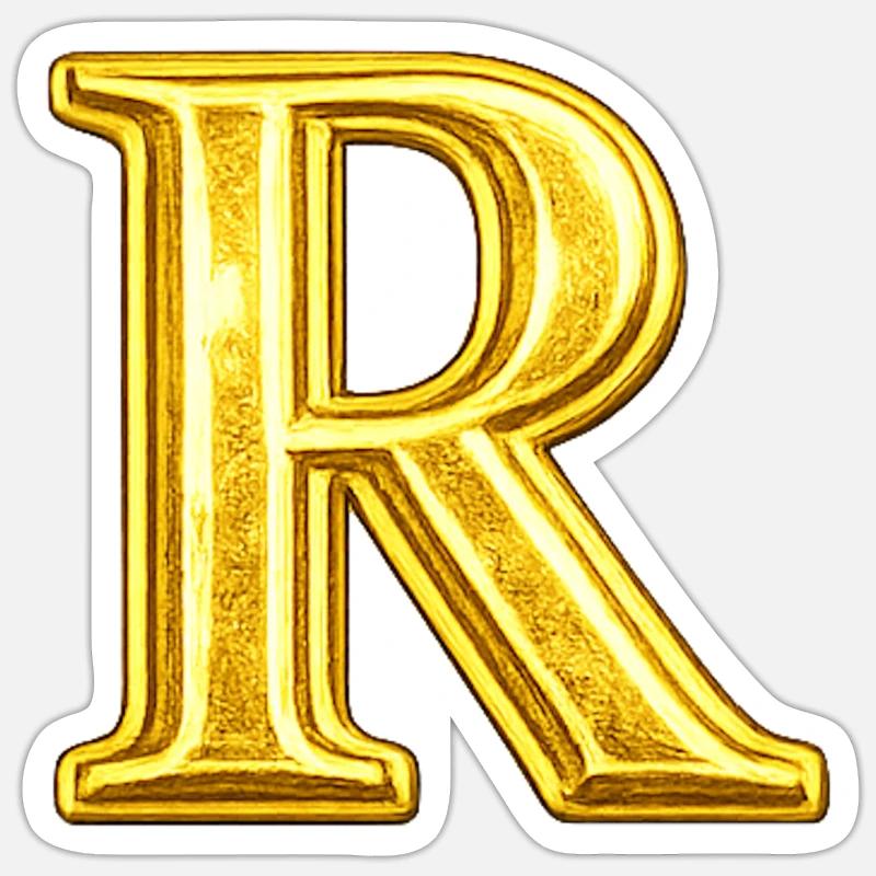 Monogramme d’or R - Sticker taille S (10 x 10 cm) - blanc mat