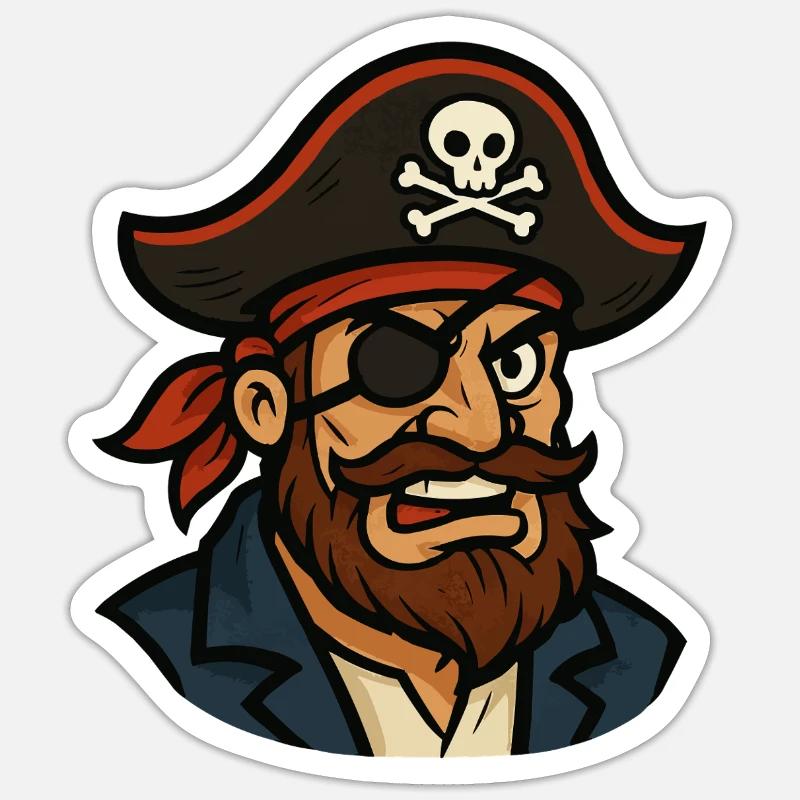 Capitaine pirate Cache-œil Sticker taille S (10 x 10 cm)