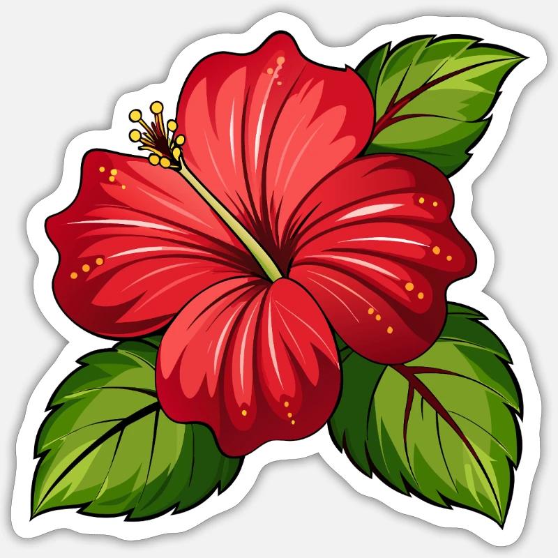 Fleur d’hibiscus - Sticker taille S (10 x 10 cm) - blanc mat