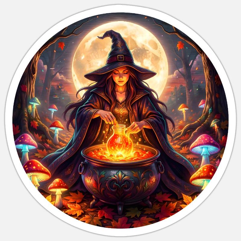 Moonlit Witch's Cauldron - Sticker size S (10 x 10 cm) - white matte