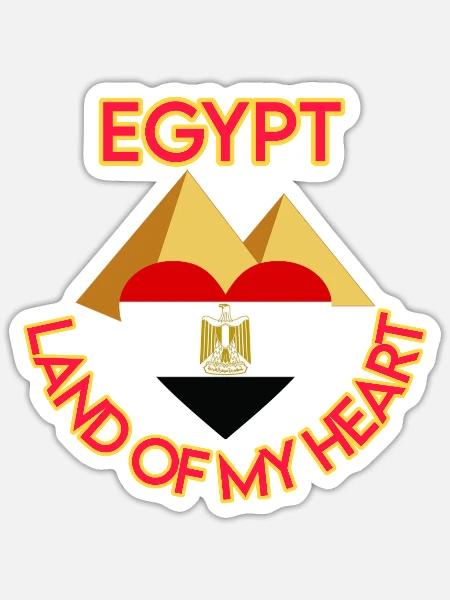 Egypt Herzland – Pyramiden Herzmotiv - Sticker Größe S (10 x 10 cm) - Mattweiß