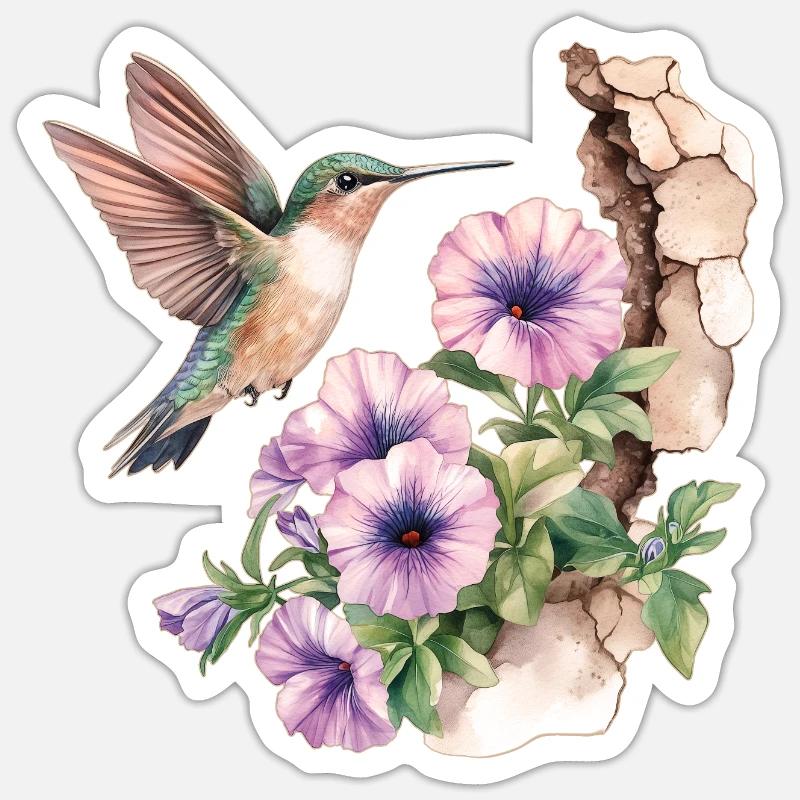 Colibri - Sticker taille S (10 x 10 cm) - blanc mat