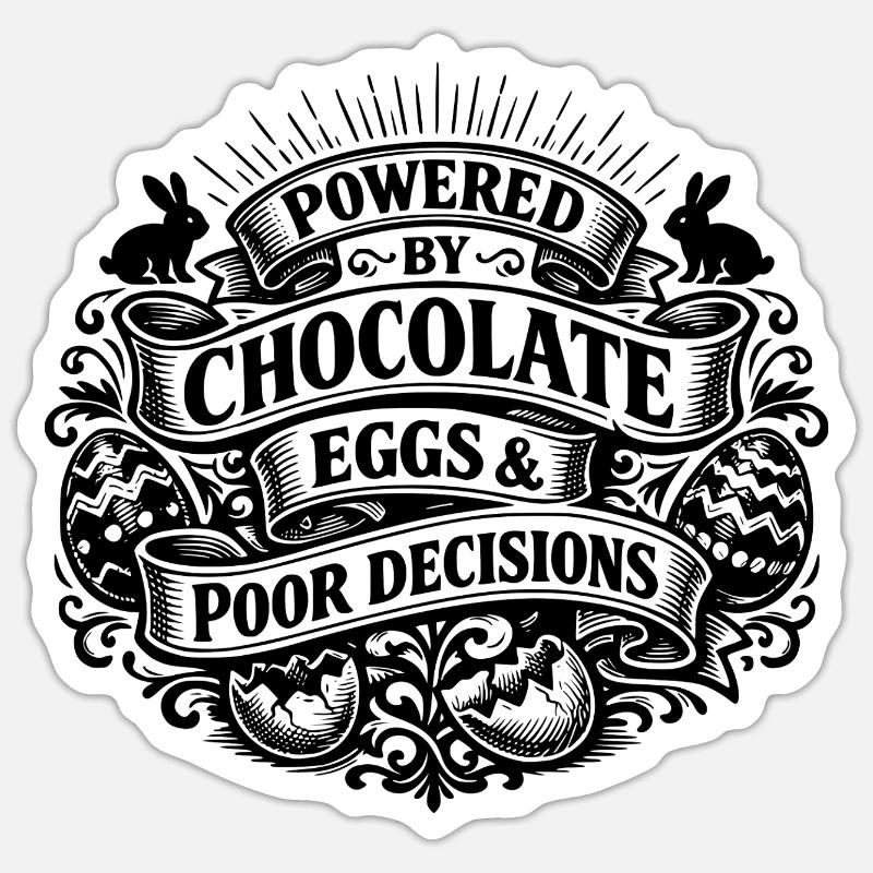 Powered by Chocolate Eggs & Poor Decisions Sticker size S (10 x 10 cm)