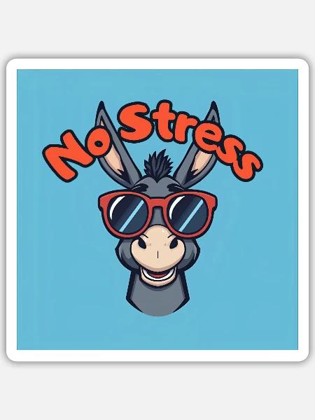 Stressfreier Esel und rote Brille - Sticker Größe S (10 x 10 cm) - Mattweiß