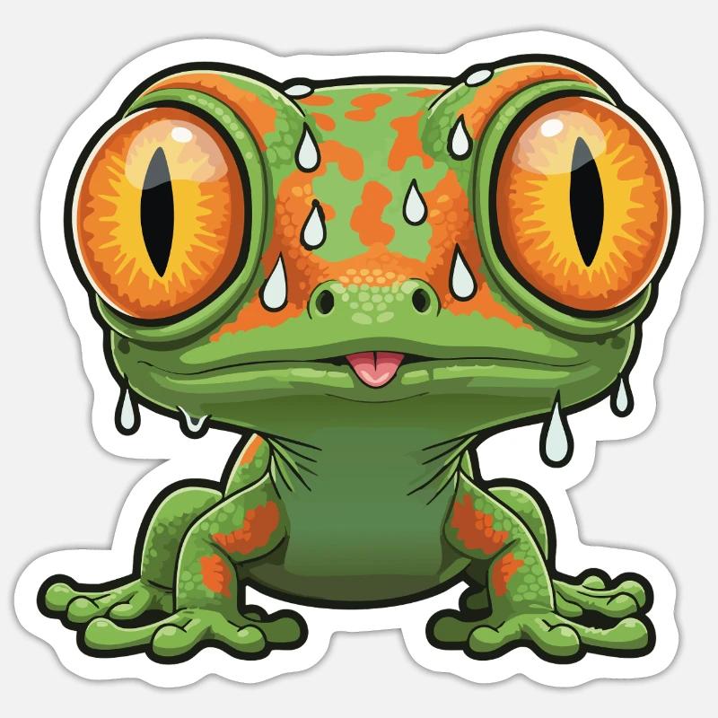 Stressed Lizard Panic Bulging Eyes Mascot Sticker size S (10 x 10 cm)