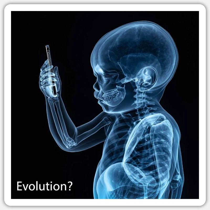 Évolution du smartphone - Sticker taille S (10 x 10 cm) - blanc mat