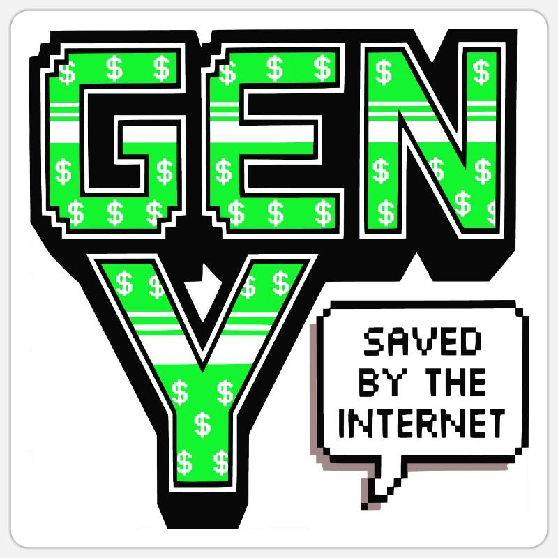Génération Y, génération Y, Chemise Millennials, sweat à capuche Sticker taille S (10 x 10 cm)