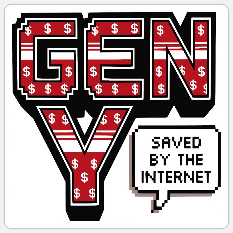 Génération Y, génération Y, Chemise Millennials, sweat à capuche Sticker taille S (10 x 10 cm)