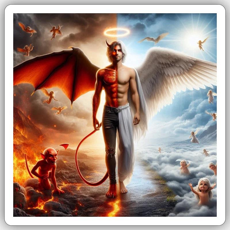 Dualité Céleste et Infernale Sticker taille S (10 x 10 cm)