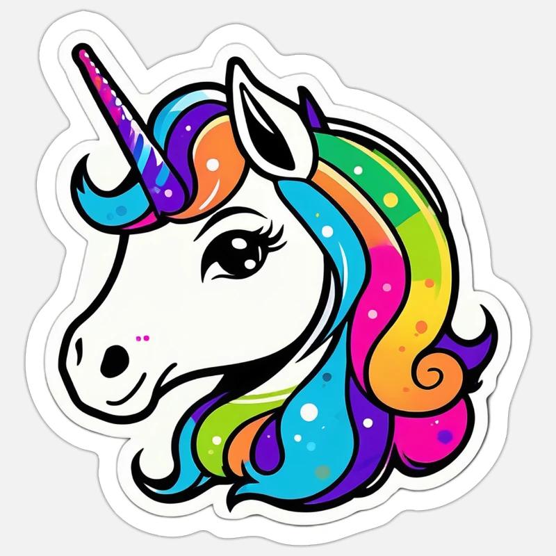 Helles Regenbogen-Einhorn - Sticker Größe S (10 x 10 cm) - Mattweiß