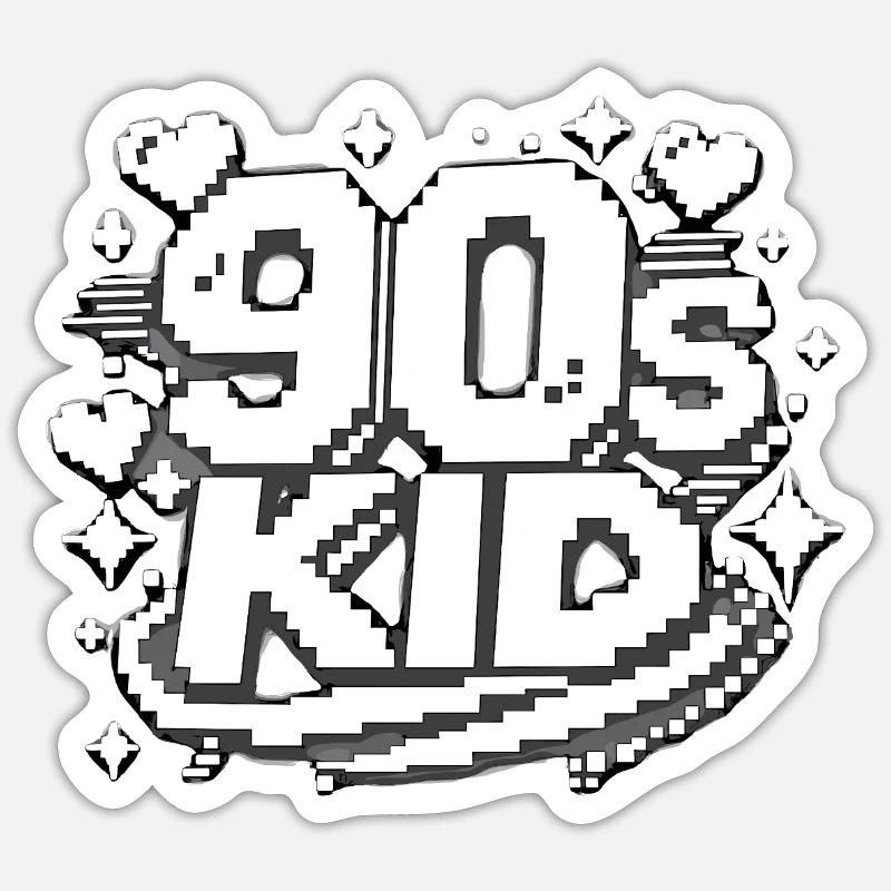 90s Kid Pixel Design - Sticker size S (10 x 10 cm) - white matte