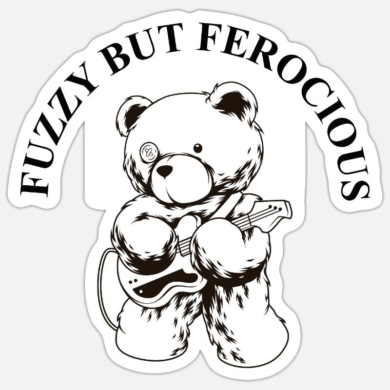 Fuzzy but Ferocious – Bear Rock Saying - Sticker size S (10 x 10 cm) - white matte