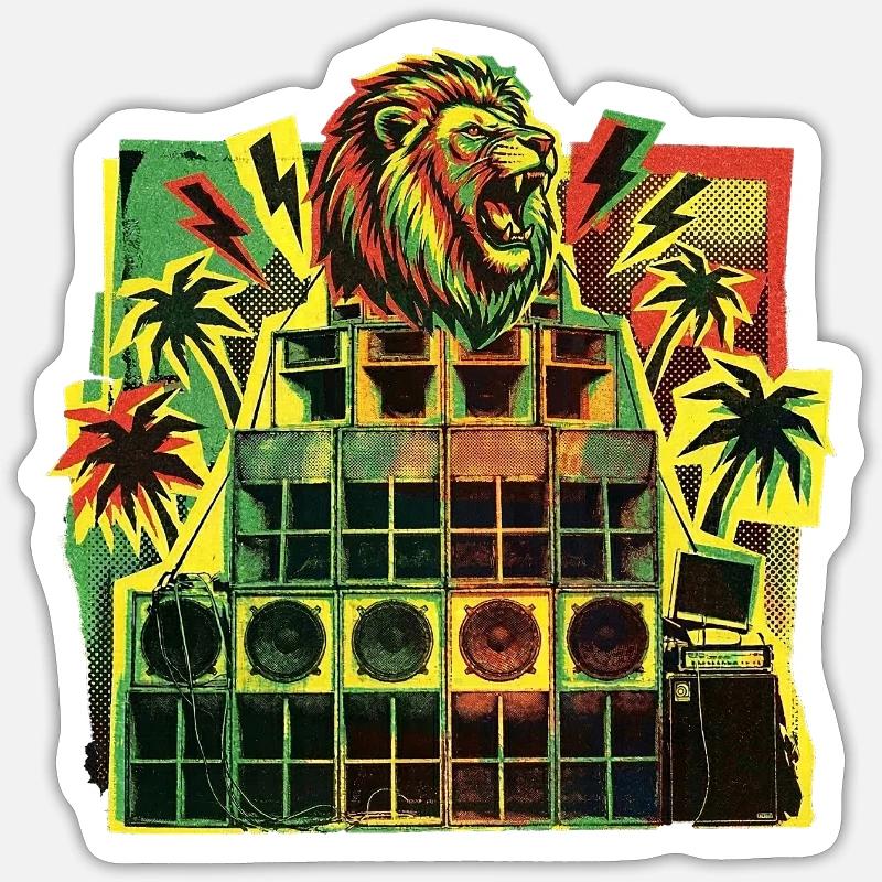 Système de son Jungle Dancehall Sticker taille S (10 x 10 cm)