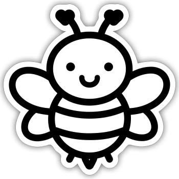 Biene - Sticker Größe S (10 x 10 cm) - Mattweiß - Vorne