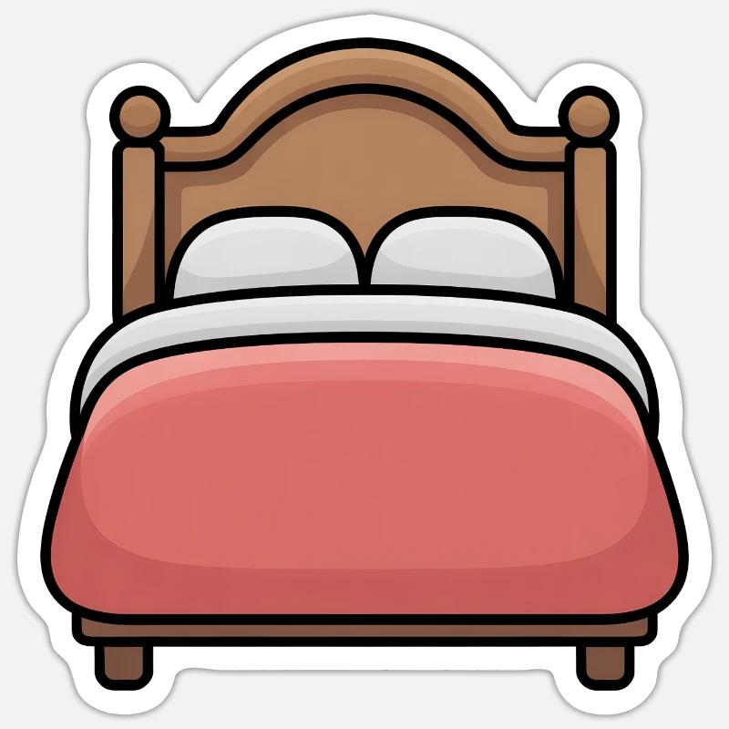 Bett - Comic-Bett - Sticker Größe S (10 x 10 cm) - Mattweiß