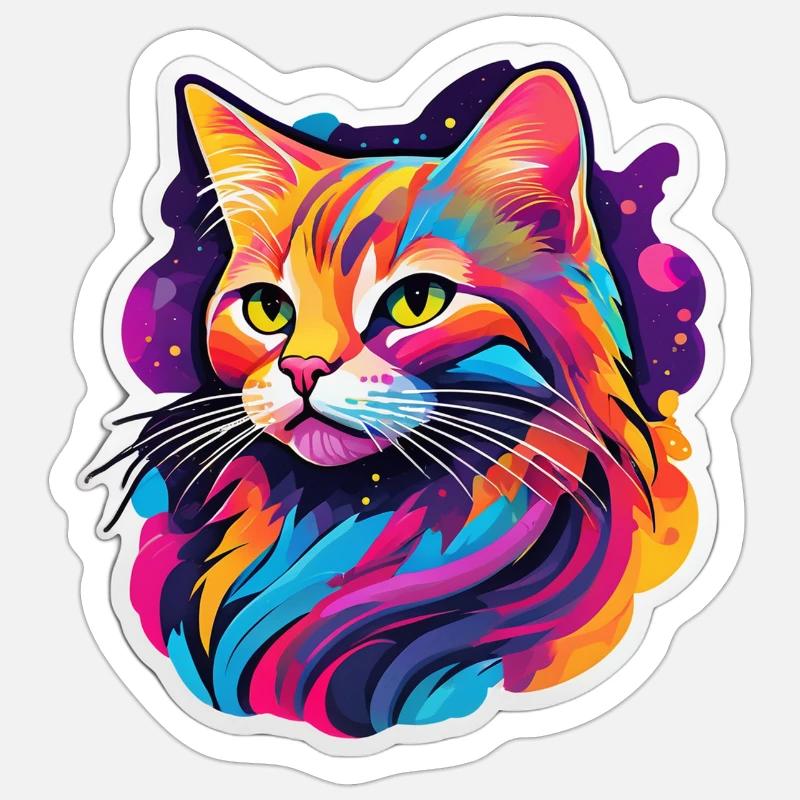Rainbow Bright Cat - Sticker size S (10 x 10 cm) - white matte