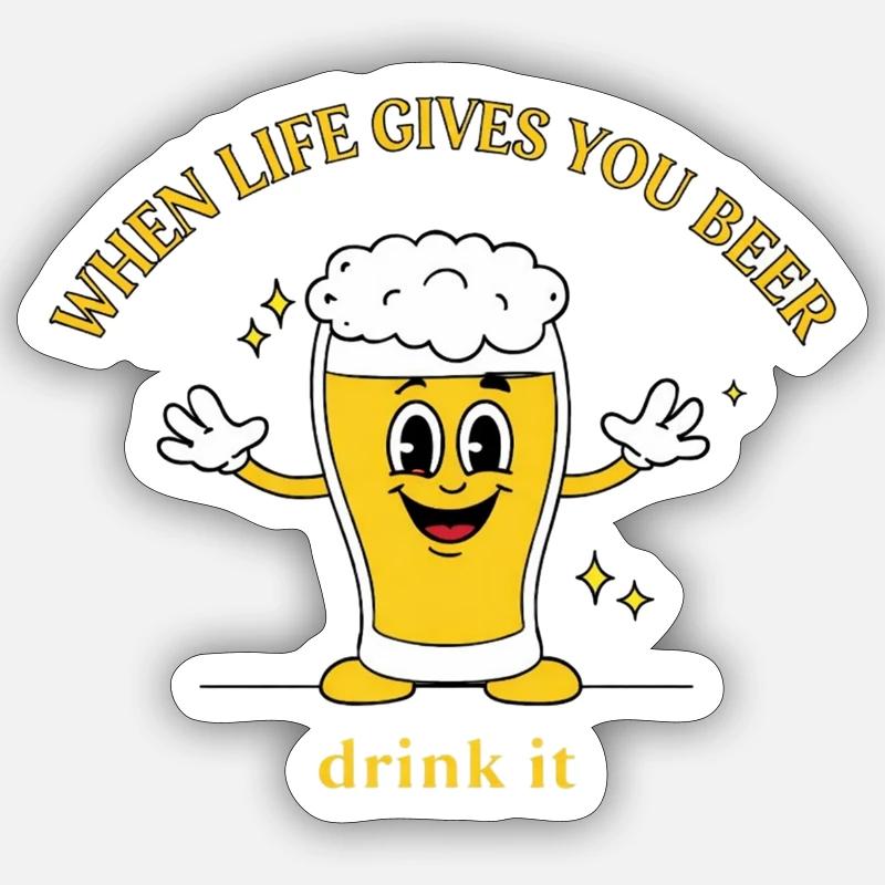 Devise de la bière Devise Cartoon - Sticker taille S (10 x 10 cm) - blanc mat