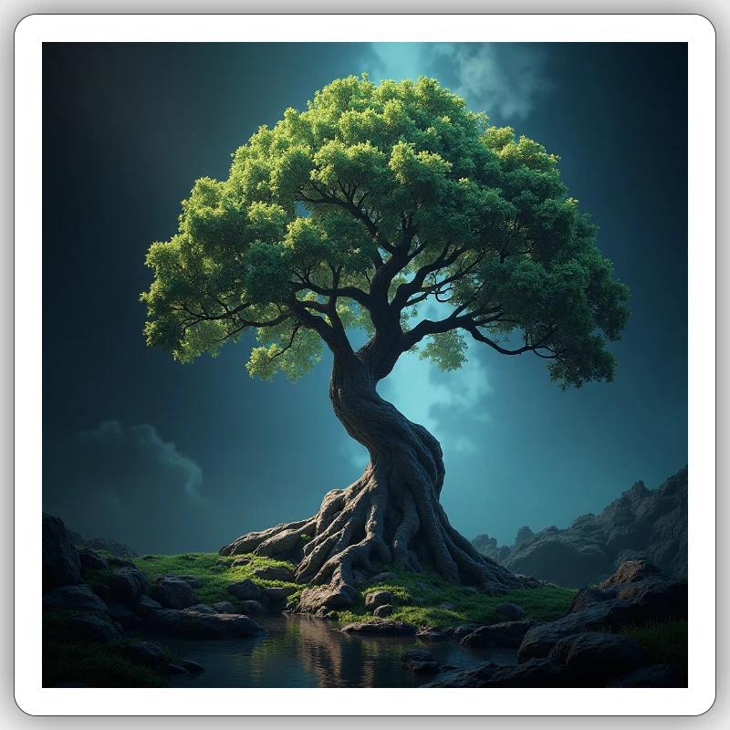 Bunter Baum des Lebens. - Sticker Größe S (10 x 10 cm) - Mattweiß