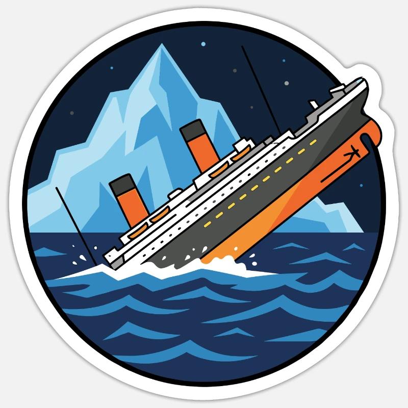 Titanic Schiff Eisberg Illustration Sticker Größe S (10 x 10 cm)