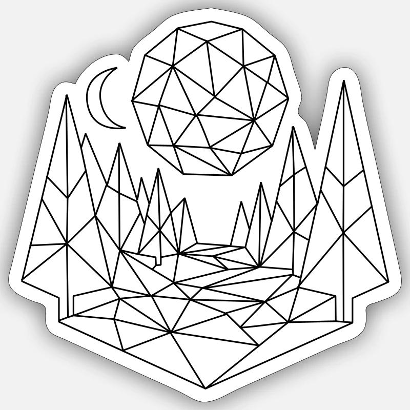 Landscape Polygon - Sticker size S (10 x 10 cm) - white matte