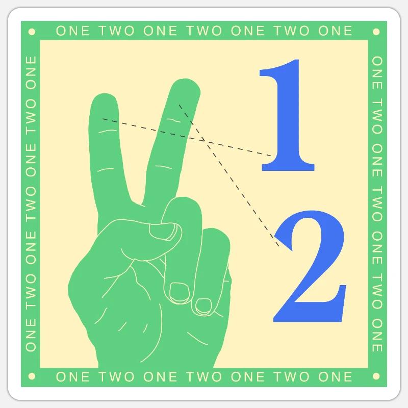 Graphique rétro One Two Counting Hand Sticker taille S (10 x 10 cm)