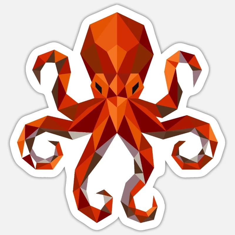 Octopus Squid Polygon Sticker size S (10 x 10 cm)