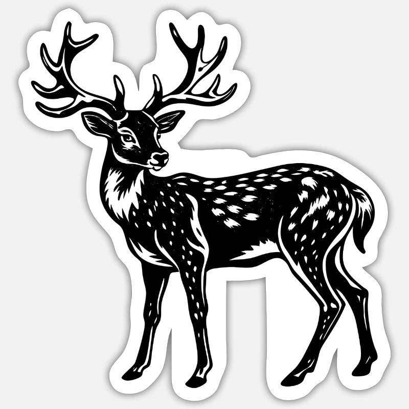 Hirsche - Sticker Größe S (10 x 10 cm) - Mattweiß