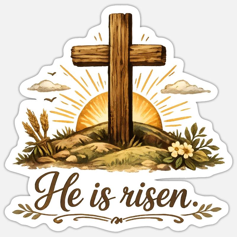 He is risen - Sticker Größe S (10 x 10 cm) - Mattweiß