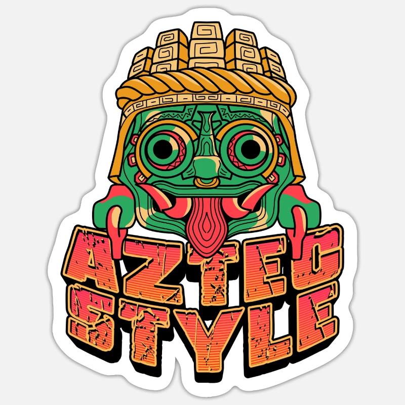 Style aztèque - Sticker taille S (10 x 10 cm) - blanc mat