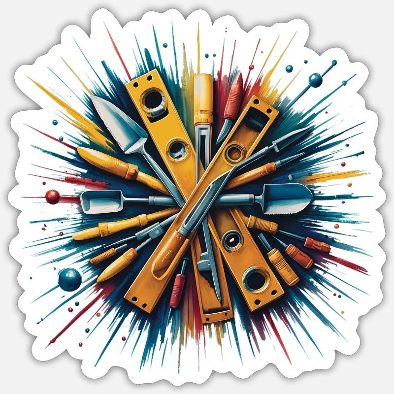 Construction Bricklayer Mason Tools Art Print Sticker size S (10 x 10 cm)