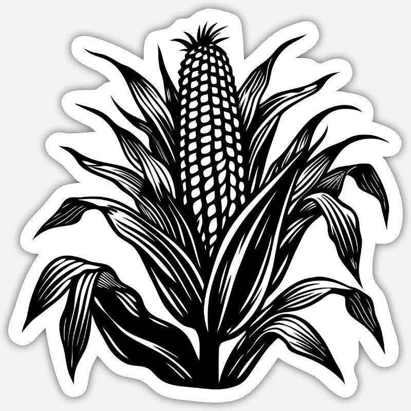 Corn stalk - Sticker size S (10 x 10 cm) - white matte