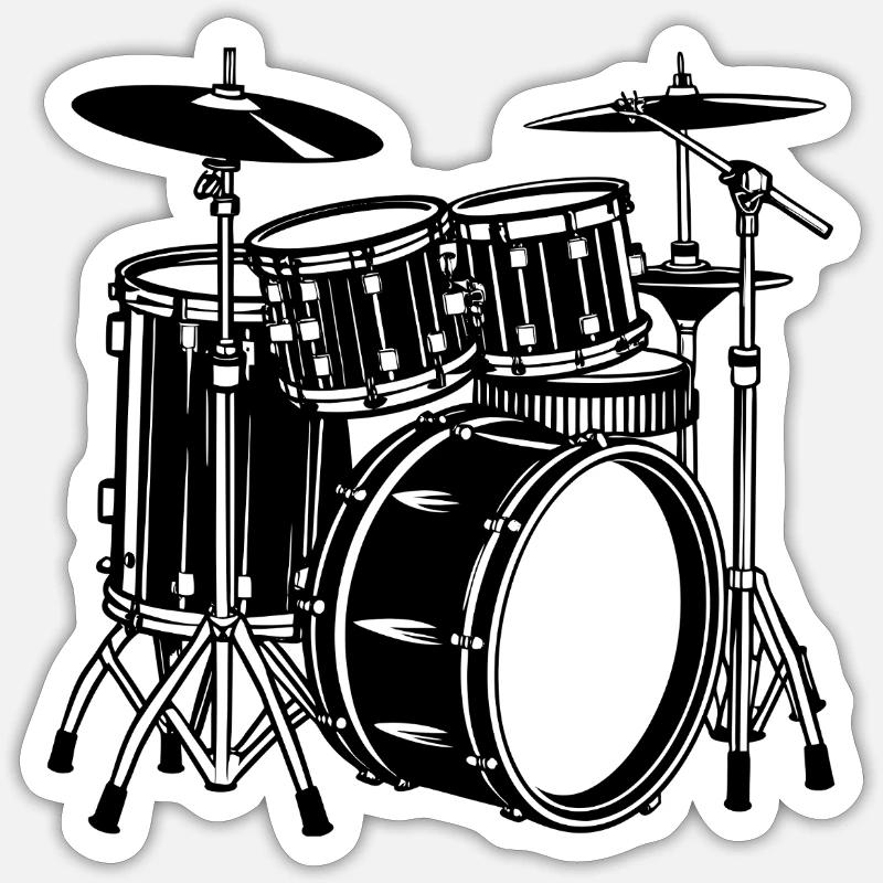 Drumset - Sticker size S (10 x 10 cm) - white matte